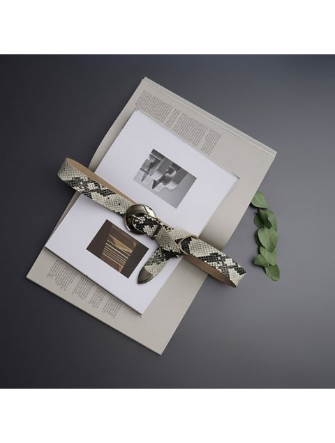 INDIVIDUAL Stuck on you Black White leather belt with silver metal elements
