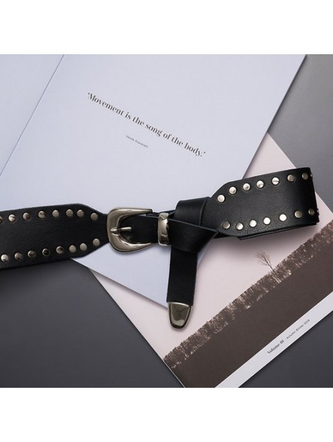 INDIVIDUAL Superwoman Black Silver Leather Belt
