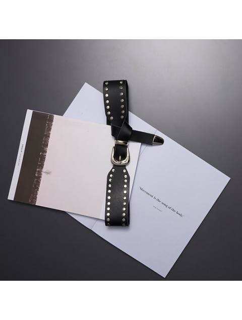 INDIVIDUAL Superwoman Black Silver Leather Belt