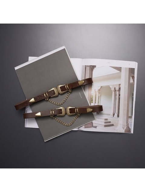 INDIVIDUAL This little girl Brown Gold leather belt