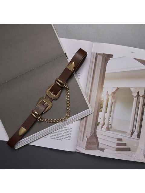 INDIVIDUAL This little girl Brown Gold leather belt
