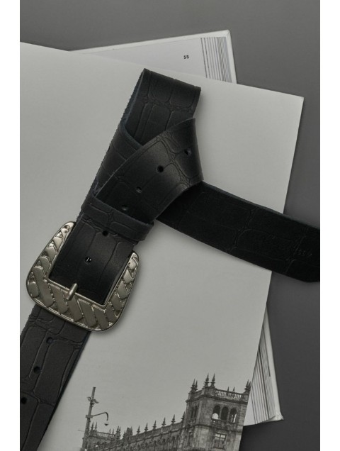 INDIVIDUAL "Vibe" Black- Silver leather belt