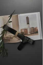 INDIVIDUAL "Vibe" Μαύρη- Χρυσή δερμάτινη ζώνη