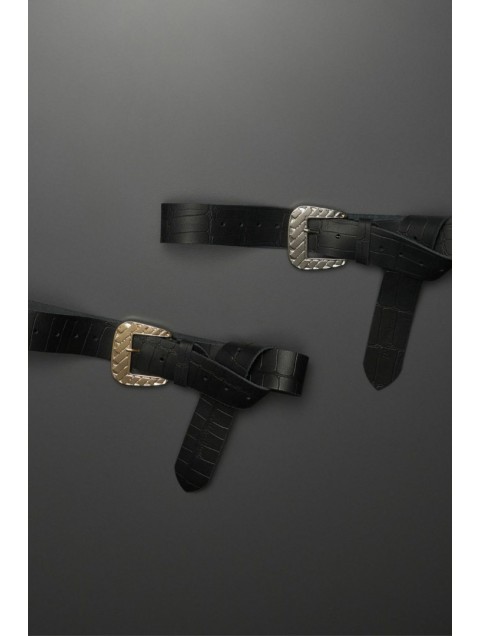 INDIVIDUAL "Vibe" Black- Gold leather belt