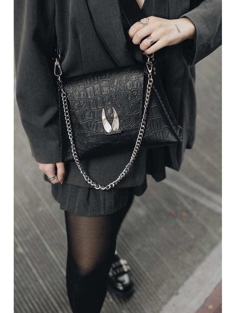 INDIVIDUAL Wings Shoulder Bag Black Nickel
