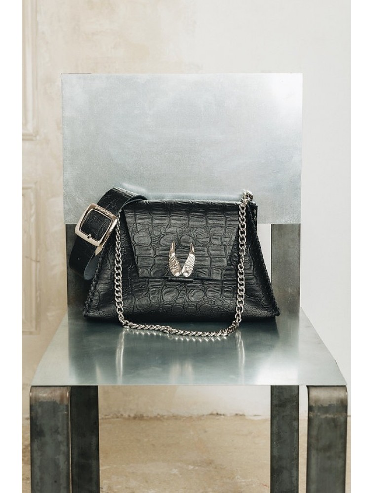 INDIVIDUAL Wings Shoulder Bag Black Nickel