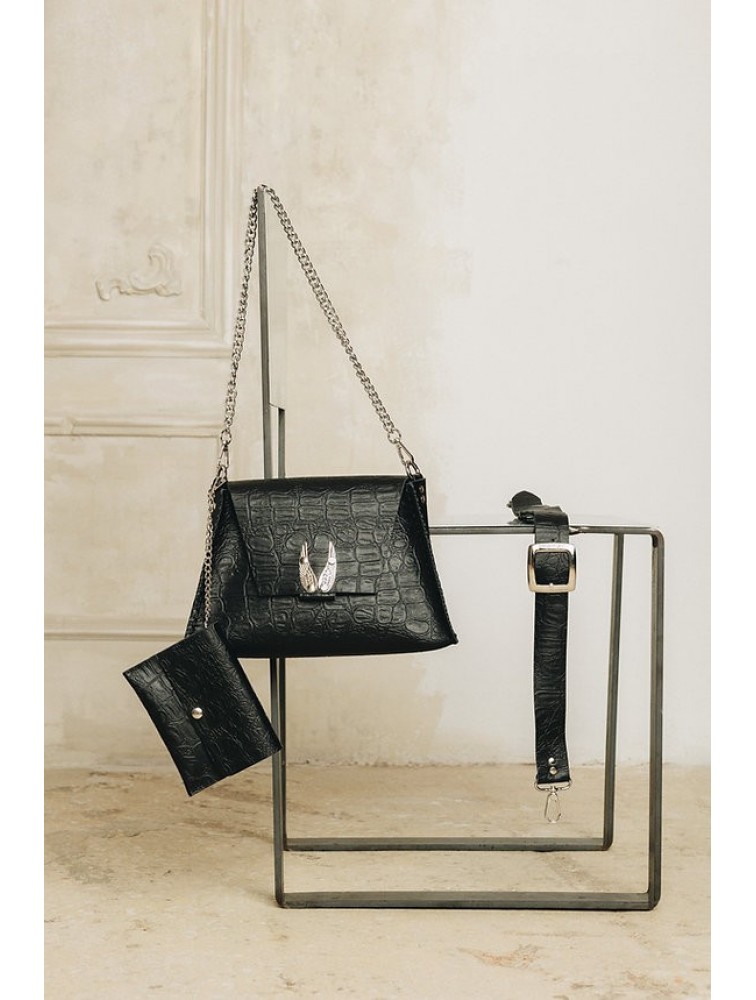 INDIVIDUAL Wings Shoulder Bag Black Nickel