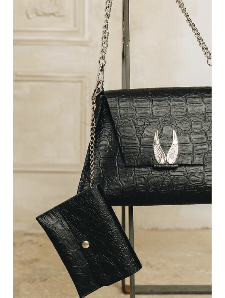 INDIVIDUAL Wings Shoulder Bag Black Nickel