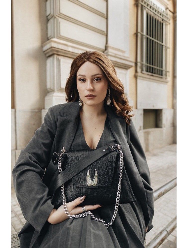INDIVIDUAL Wings Shoulder Bag Black Nickel