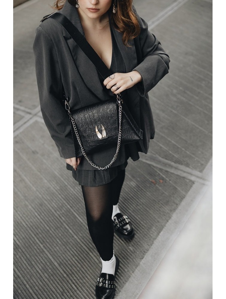 INDIVIDUAL Wings Shoulder Bag Black Nickel