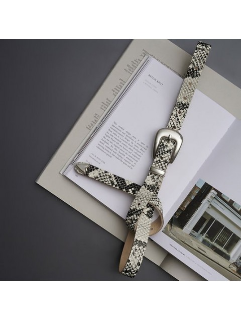 INDIVIDUAL You are Black White leather belt with silver metal elements