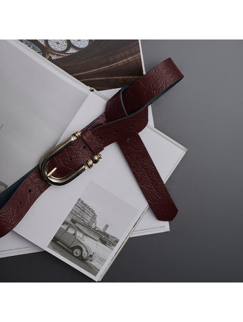 INDIVIDUAL Pearl Bordeaux leather belt with metal elements