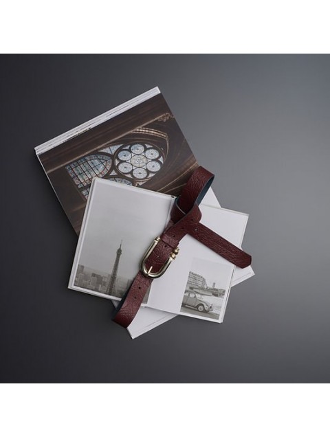 INDIVIDUAL Pearl Bordeaux leather belt with metal elements