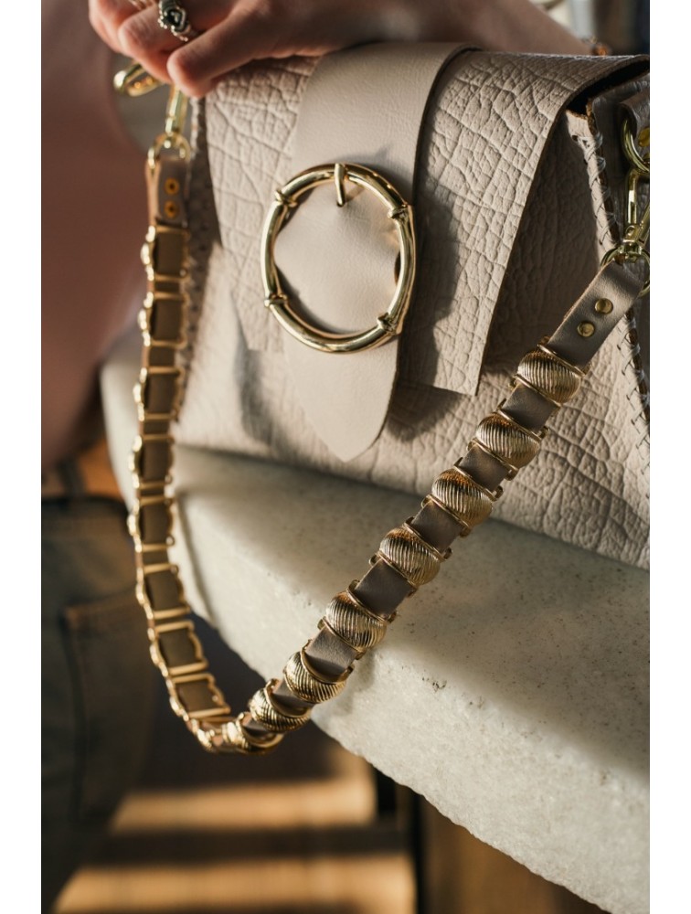 INDIVIDUAL "Loveher" Limited Edition Δερμάτινη γυναικεία τσάντα ώμου στο χρώμα της άμμου
