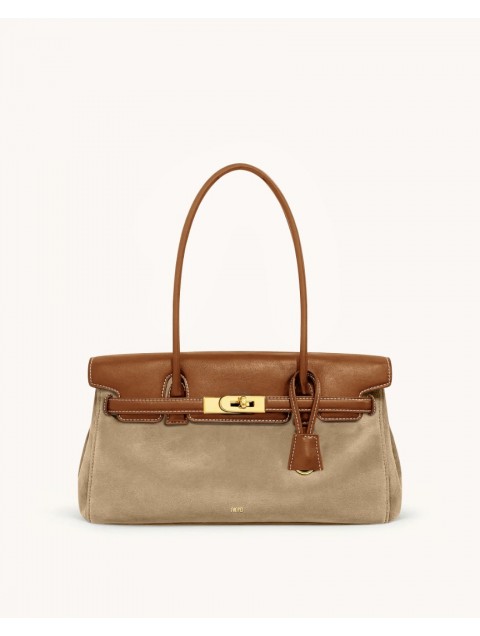 JW PEI Yara Faux Suede Shoulder Bag - Brown Καφέ Τσάντα Ώμου