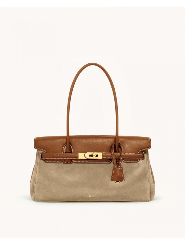 JW PEI Yara Faux Suede Shoulder Bag - Brown Καφέ Τσάντα Ώμου