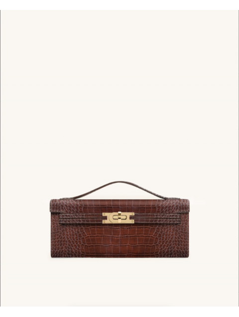 JW PEI Bria Structured Top Handle Bag - Brown Croc Καφέ Κροκό Τσάντα Χειρός