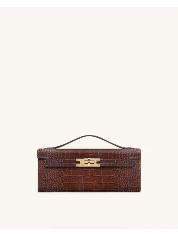 JW PEI Bria Structured Top Handle Bag - Brown Croc Καφέ Κροκό Τσάντα Χειρός