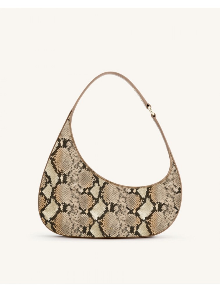 JW PEI Harlee Snake- Embossed Shoulder Bag - Brown Καφέ Snake Τσάντα Ώμου