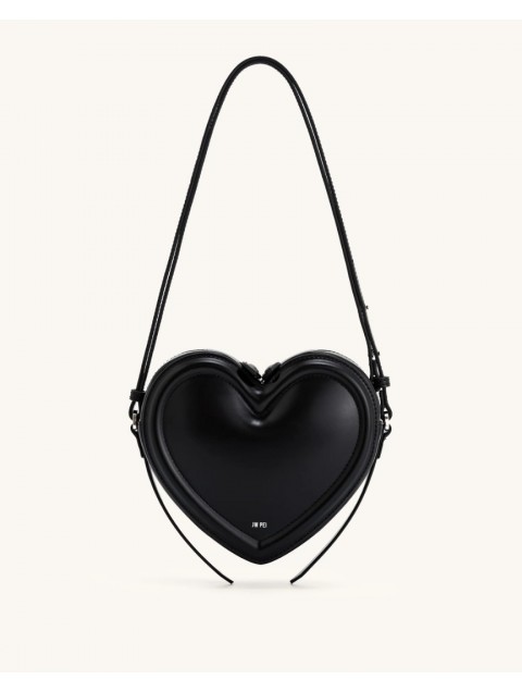 JW PEI Arlene Heart Shaped Bag - Black Μαύρη Τσάντα Ώμου σε Σχήμα Καρδιάς