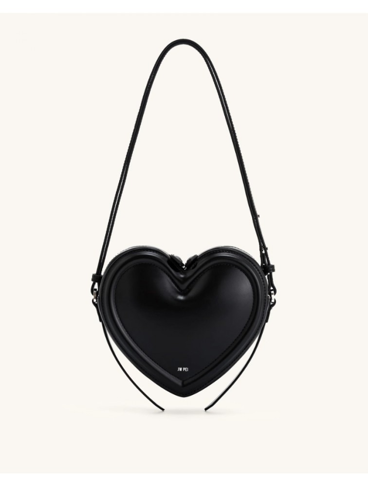 JW PEI Arlene Heart Shaped Bag - Black Μαύρη Τσάντα Ώμου σε Σχήμα Καρδιάς