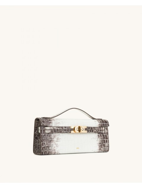 JW PEI Bria Structured Top Handle Bag - White Croc Λευκή Κροκό Τσάντα