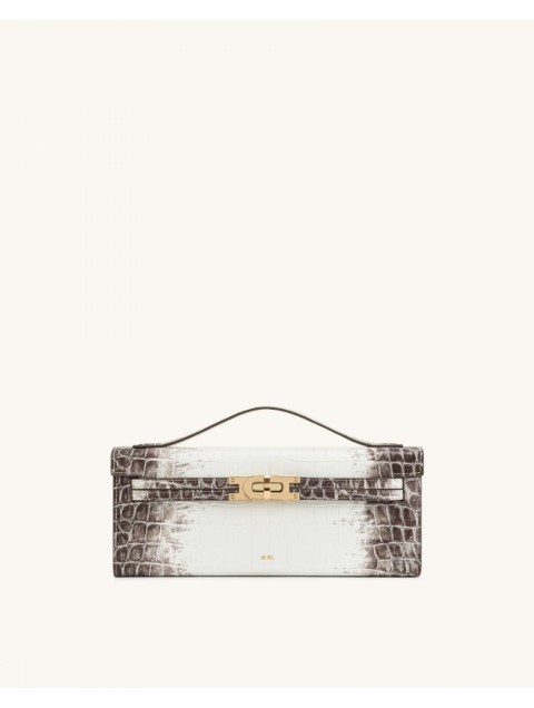 JW PEI Bria Structured Top Handle Bag - White Croc Λευκή Κροκό Τσάντα