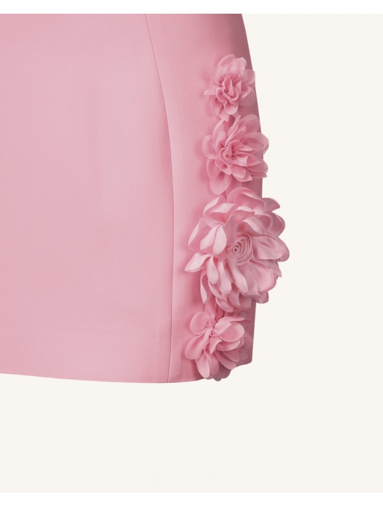 JW PEI Elaina Pink Rosette Applique Mini Dress-Pink Ροζ Μίνι Φόρεμα με Ανάγλυφα Λουλούδια