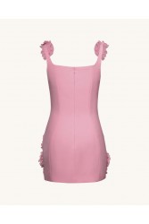 JW PEI Elaina Pink Rosette Applique Mini Dress-Pink Ροζ Μίνι Φόρεμα με Ανάγλυφα Λουλούδια