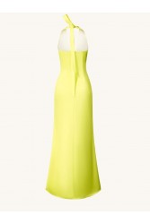 JW PEI Floral Satin Halter Dress - Yellow/Pink Κίτρινο Φλοράλ Μάξι Φόρεμα