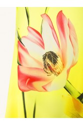 JW PEI Floral Satin Halter Dress - Yellow/Pink Κίτρινο Φλοράλ Μάξι Φόρεμα