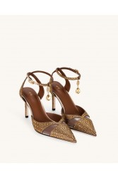 JW PEI Haidi Artificial Crystal Pumps - Brown Καφέ Γόβα με Στρας