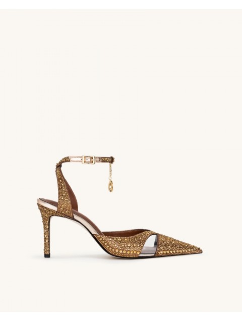 JW PEI Haidi Artificial Crystal Pumps - Brown Καφέ Γόβα με Στρας