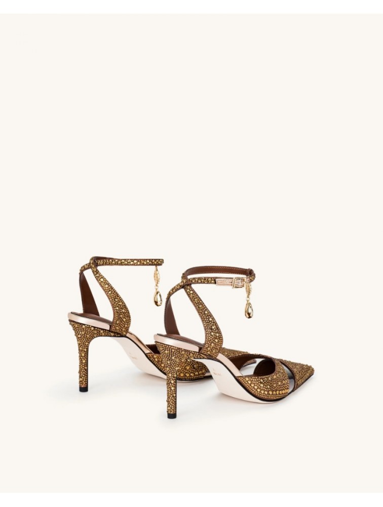 JW PEI Haidi Artificial Crystal Pumps - Brown Καφέ Γόβα με Στρας