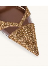 JW PEI Haidi Artificial Crystal Pumps - Brown Καφέ Γόβα με Στρας