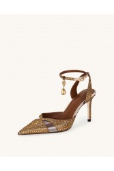 JW PEI Haidi Artificial Crystal Pumps - Brown Καφέ Γόβα με Στρας