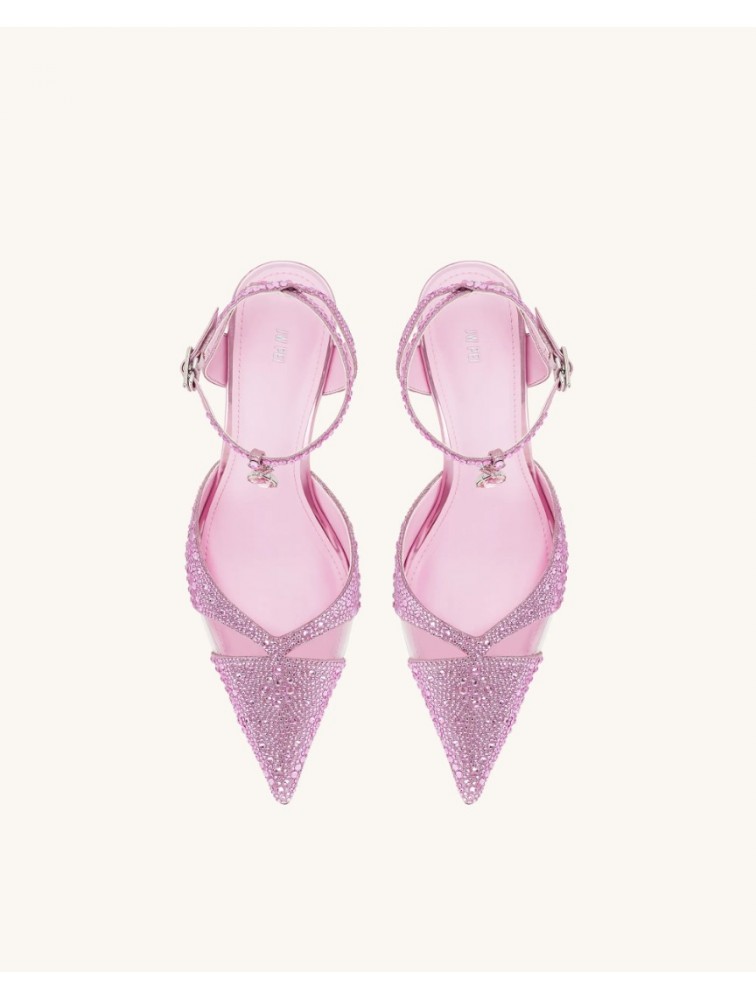 JW PEI Haidi Artificial Crystal Pumps - Pink Ροζ Γόβα με Στρας