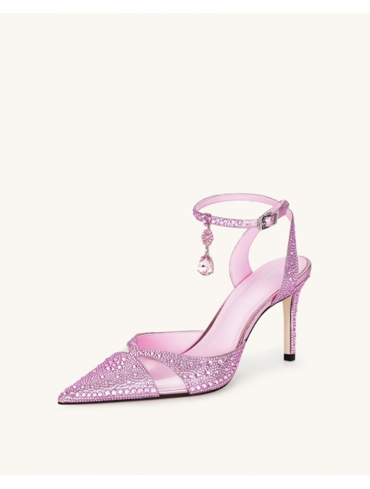 JW PEI Haidi Artificial Crystal Pumps - Pink Ροζ Γόβα με Στρας