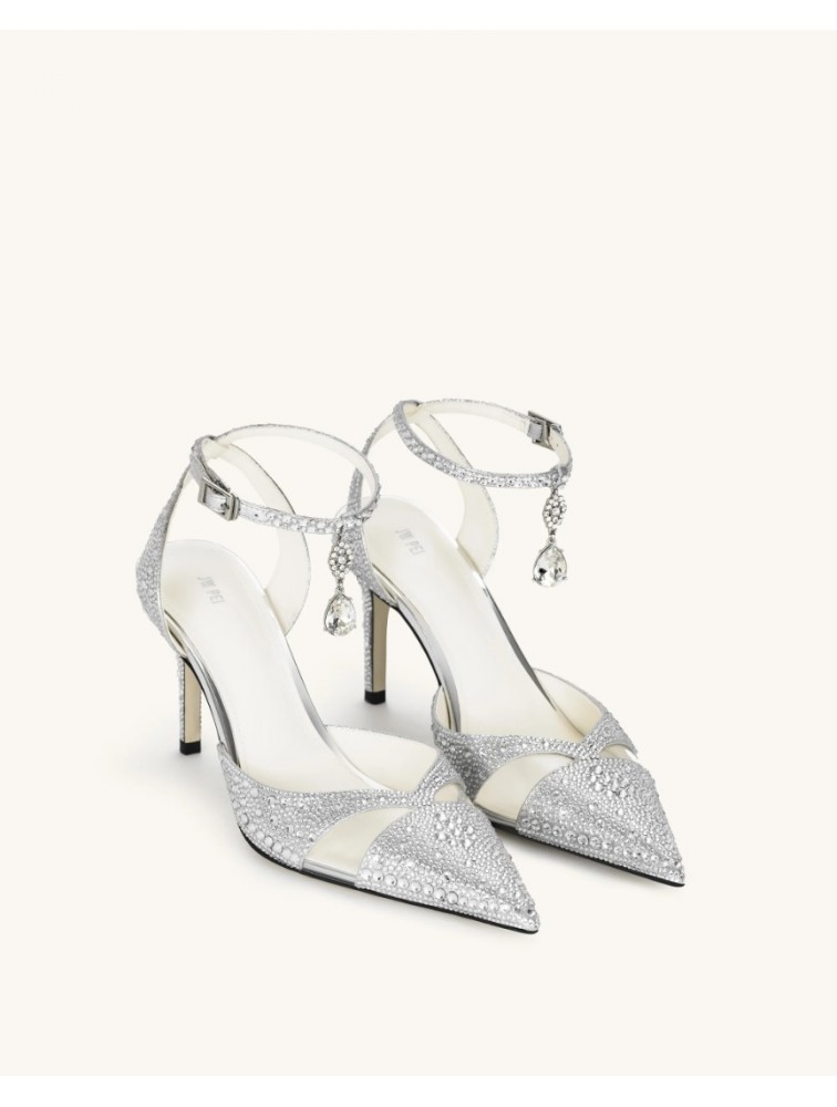 JW PEI Haidi Artificial Crystal Pumps - Silver Ασημί Γόβα με Στρας