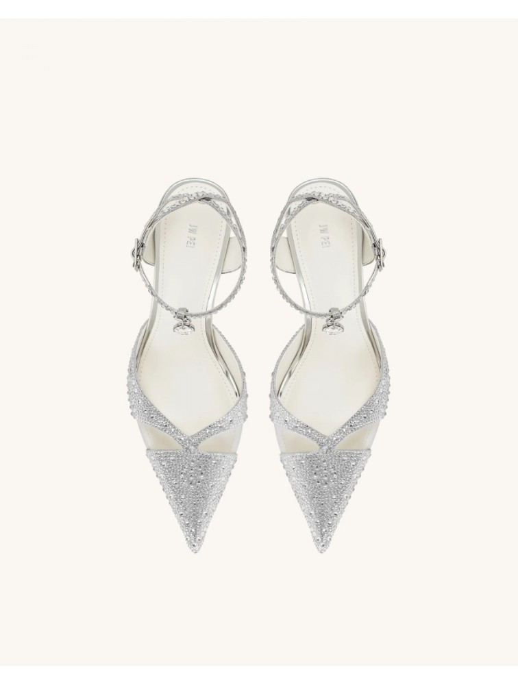 JW PEI Haidi Artificial Crystal Pumps - Silver Ασημί Γόβα με Στρας
