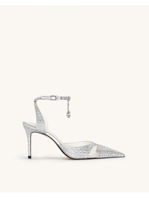 JW PEI Haidi Artificial Crystal Pumps - Silver Ασημί Γόβα με Στρας