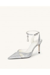JW PEI Haidi Artificial Crystal Pumps - Silver Ασημί Γόβα με Στρας