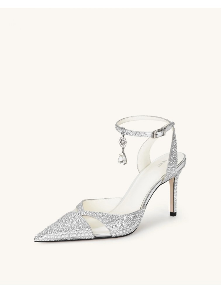 JW PEI Haidi Artificial Crystal Pumps - Silver Ασημί Γόβα με Στρας