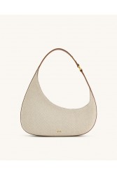 JW PEI Harlee Shoulder Bag - Brown Canvas Εκρού ΤΣάντα Ώμου από Κανβά