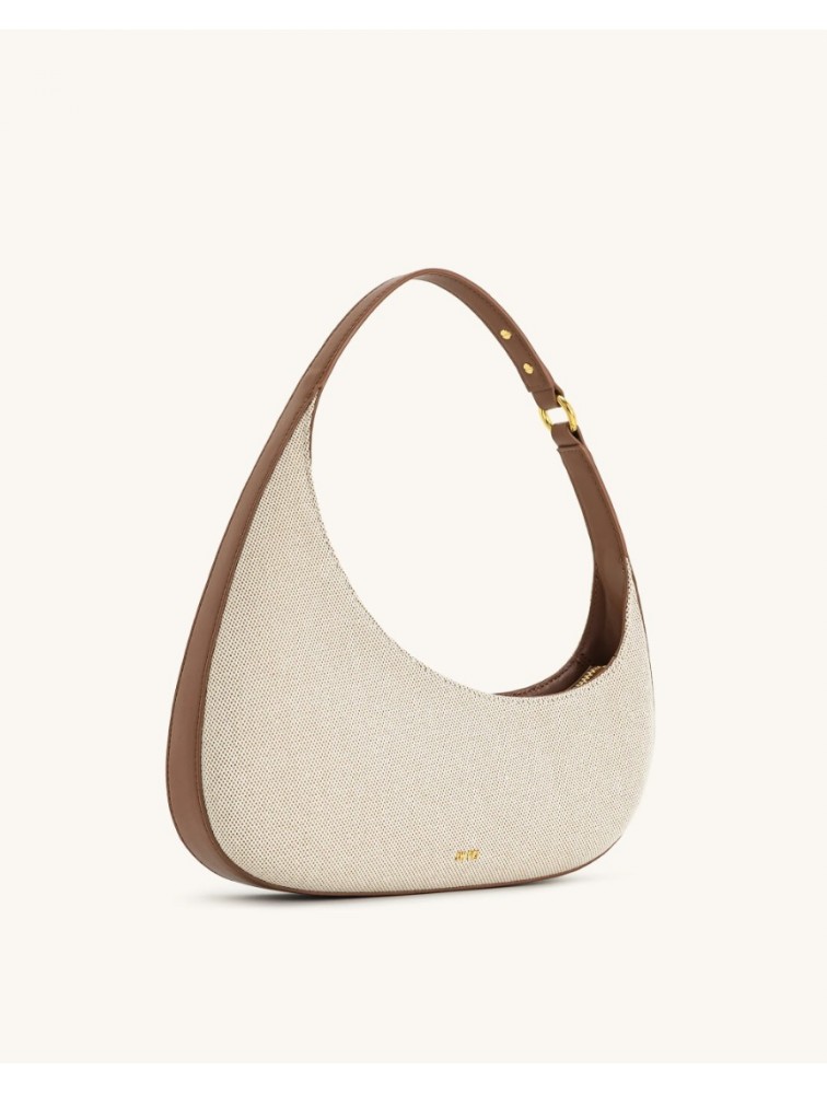 JW PEI Harlee Shoulder Bag - Brown Canvas Εκρού ΤΣάντα Ώμου από Κανβά