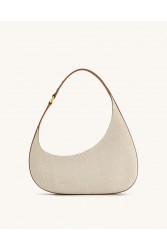 JW PEI Harlee Shoulder Bag - Brown Canvas Εκρού ΤΣάντα Ώμου από Κανβά