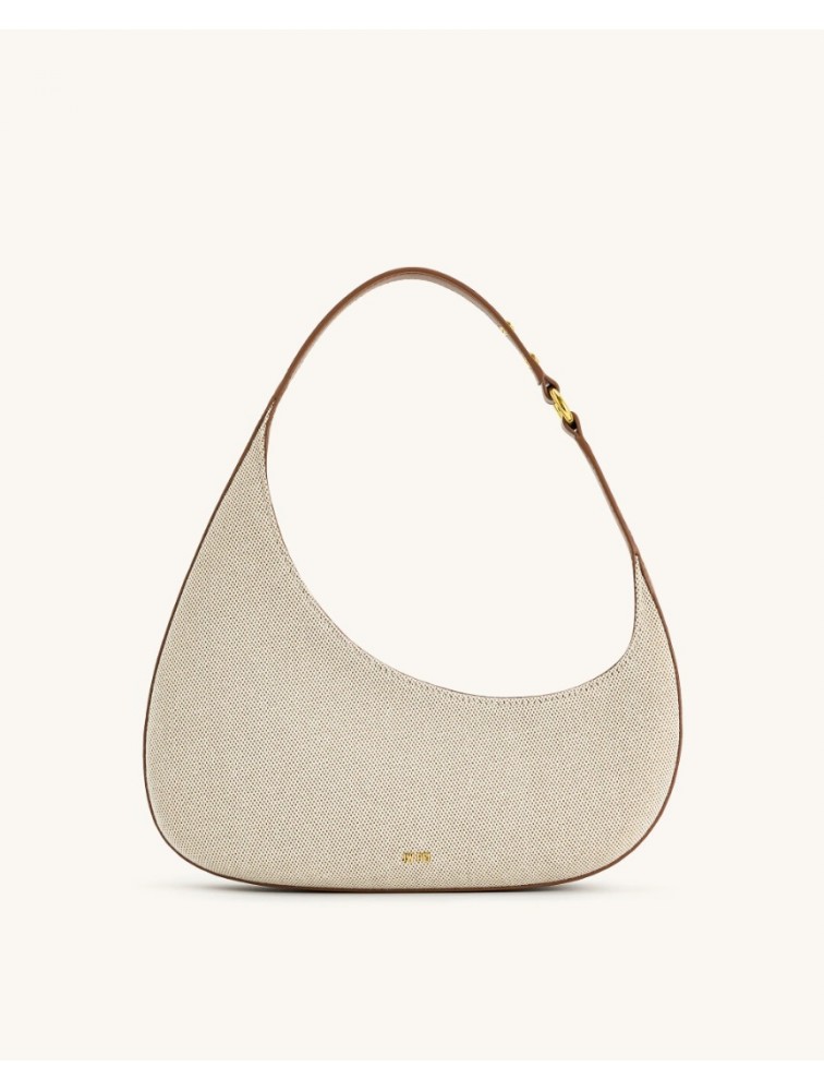 JW PEI Harlee Shoulder Bag - Brown Canvas Εκρού ΤΣάντα Ώμου από Κανβά