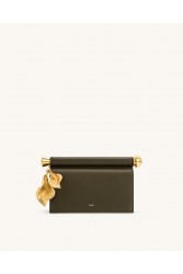 JW PEI Holly Metal Pendant Embellished Clutch - Dark Olive