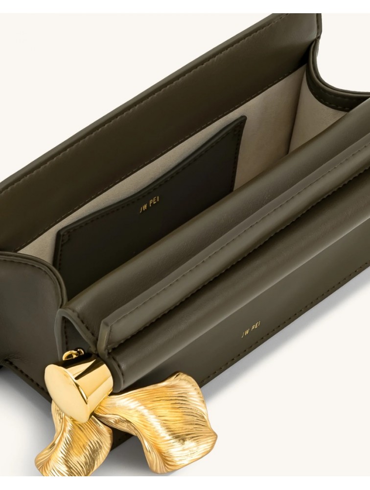 JW PEI Holly Metal Pendant Embellished Clutch - Dark Olive