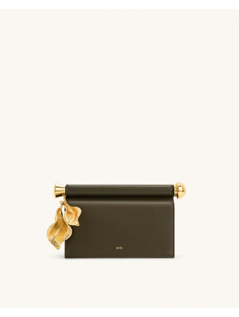 JW PEI Holly Metal Pendant Embellished Clutch - Dark Olive Χακί Τσάντα Χειρός με Μεταλλικά Στοιχεία